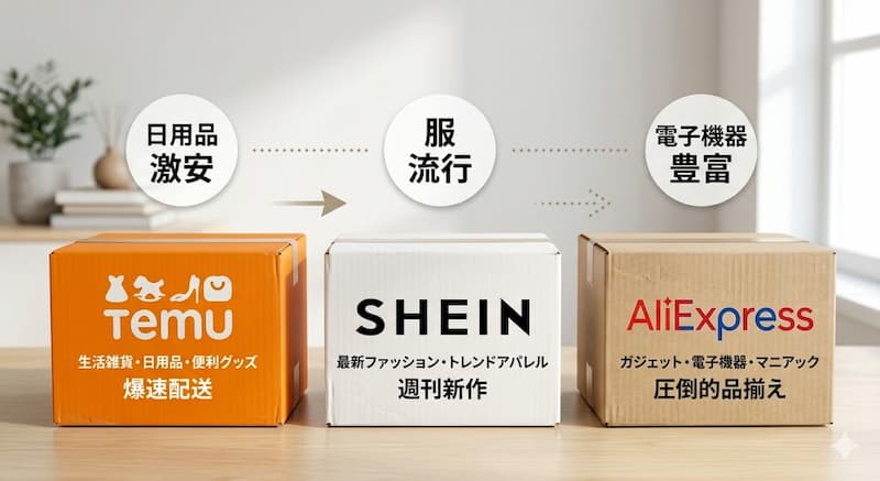 TemuとSHEIN・AliExpressの違い