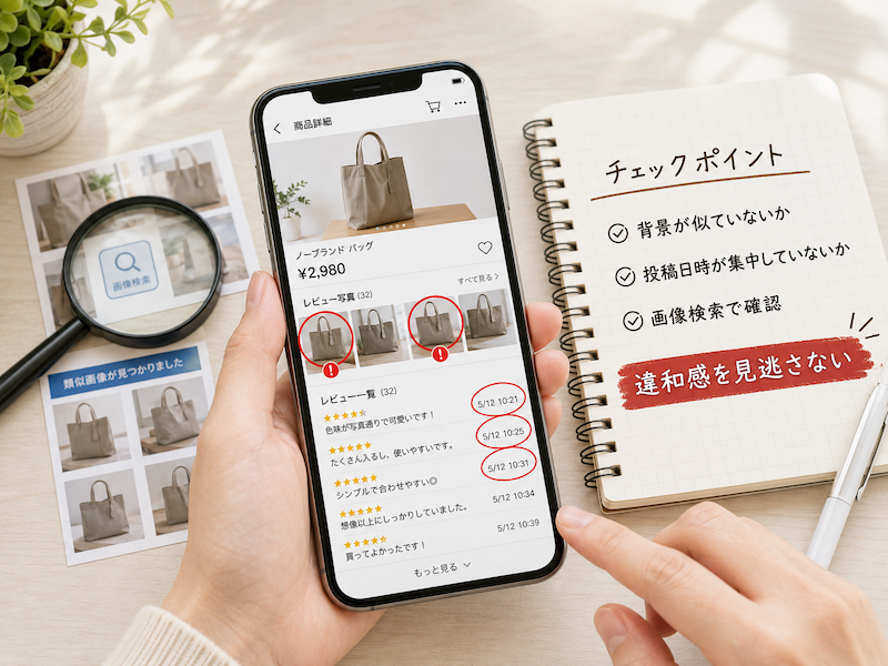 サクラレビューと偽装画像の確認方法