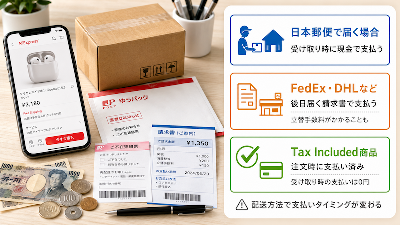 アリエク関税の支払い方法と配送別の違い