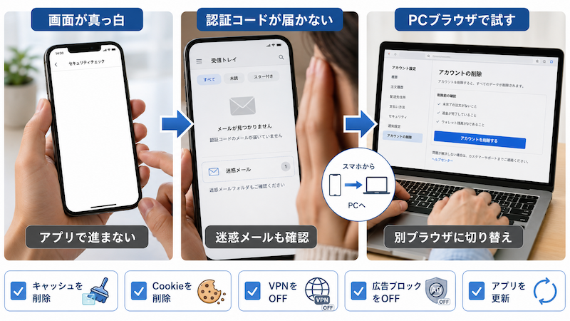 アリエク アカウント削除できない原因と対処法