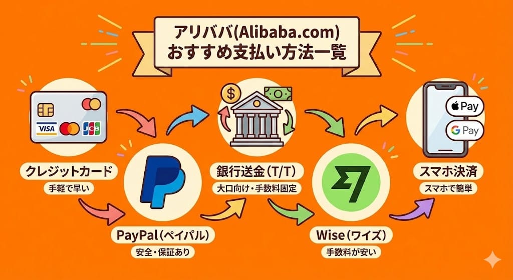 アリババのおすすめ支払い方法一覧