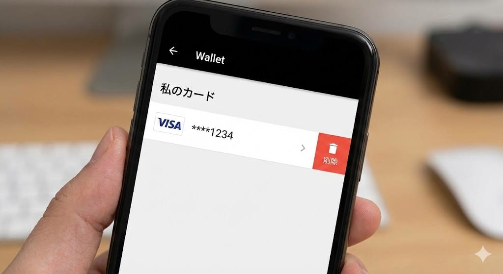 アリエクスプレスアプリでのクレジットカード情報削除画面