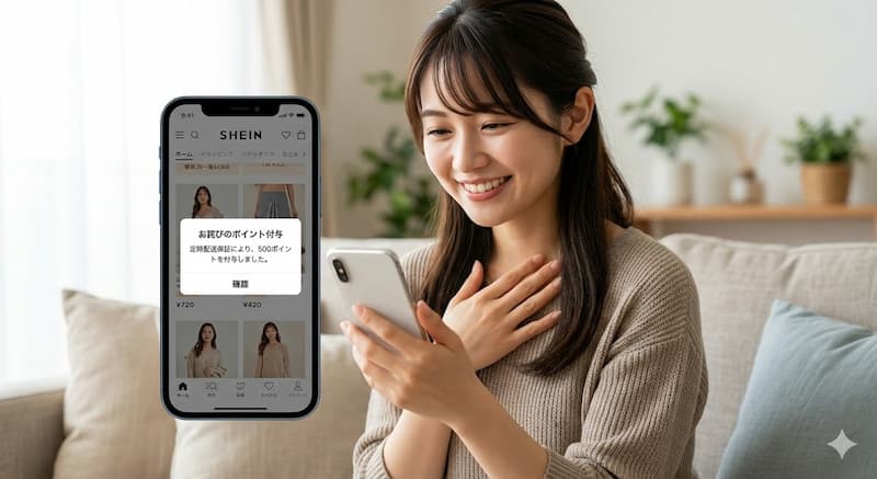 SHEINの配送遅延時に定時配送保証で500ポイントを受け取る方法