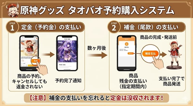 定金と尾款の2段階支払いの流れ