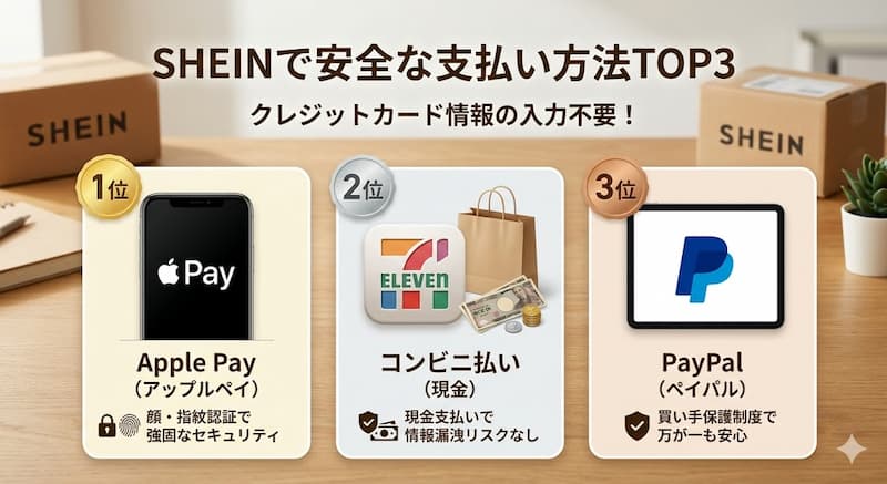 SHEINで安全な支払い方法おすすめランキングTOP3