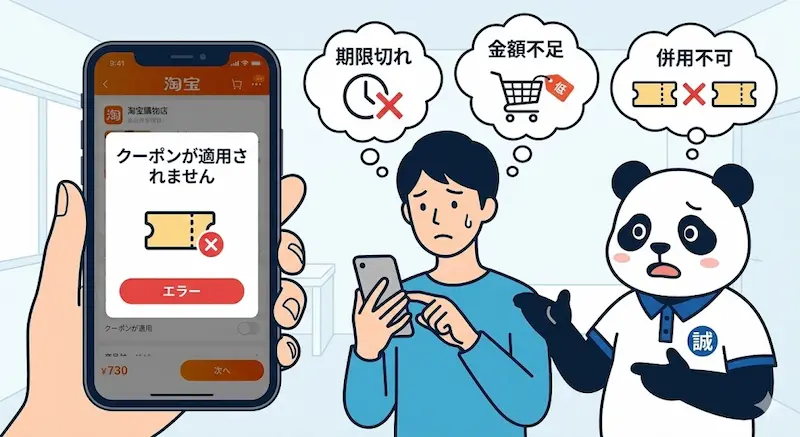クーポンが適用されない時の注意点