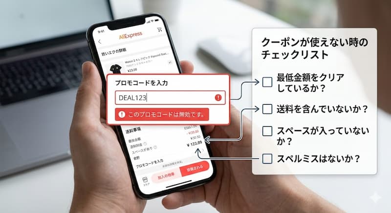 アリエクのクーポンが使えない・エラーになる原因と対処法