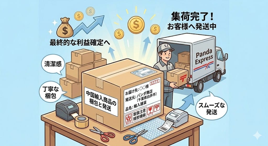 中国輸入商品の梱包と発送