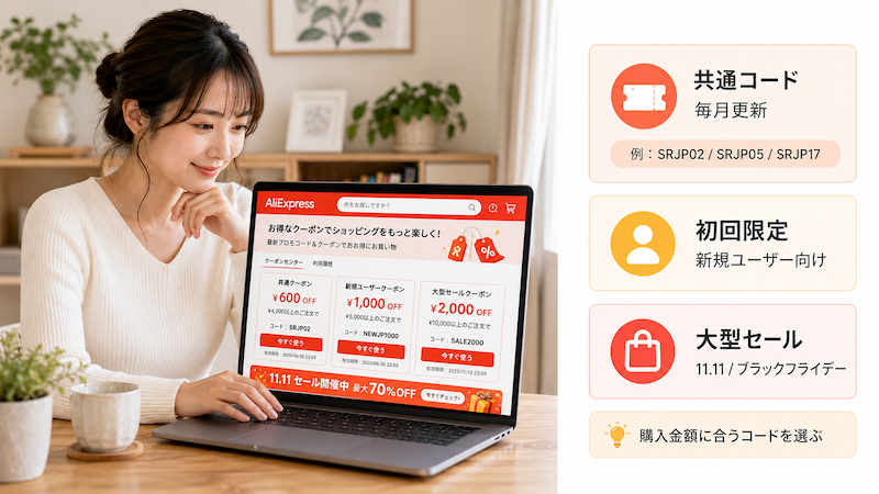 アリエク(AliExpress)の最新プロモコード・クーポン