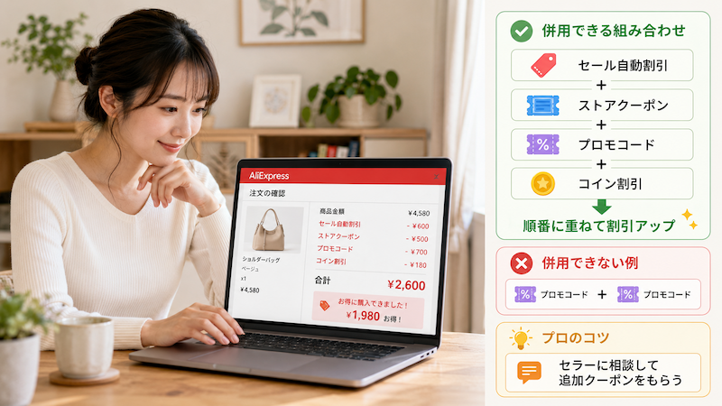 アリエクのクーポンを最大限併用する裏技