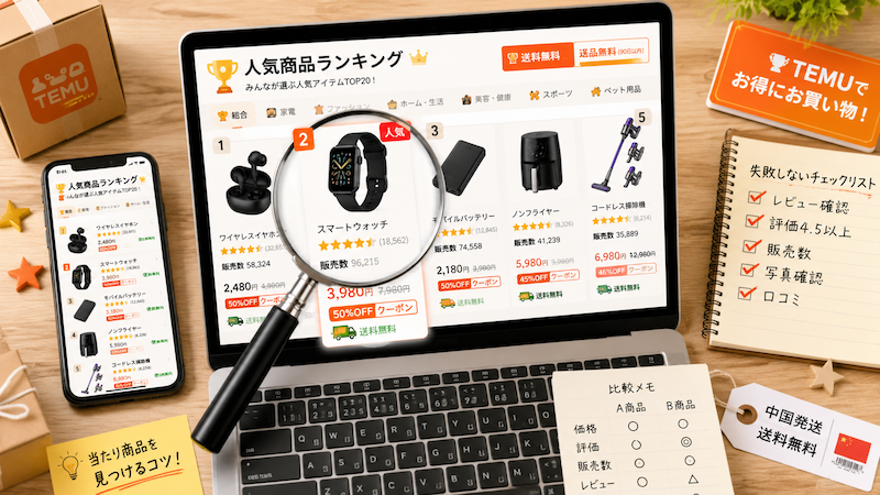 Temu人気商品ランキングの見方