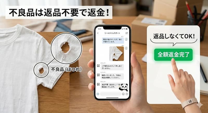 不良品の返品不要（返品なし）返金のからくり