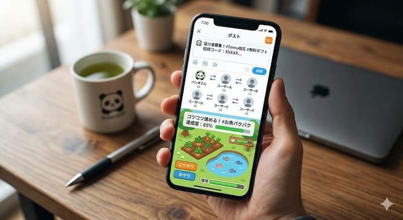 Temu無料ギフトを友達招待なしでもらう裏ワザ