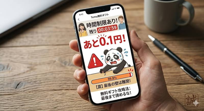 Temu無料ギフトチャレンジの注意点と失敗する罠