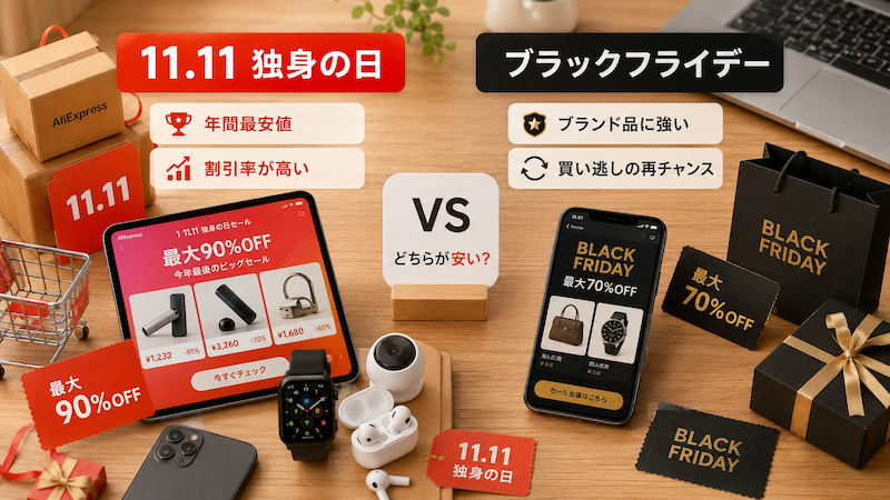 アリエクの独身の日とブラックフライデー比較