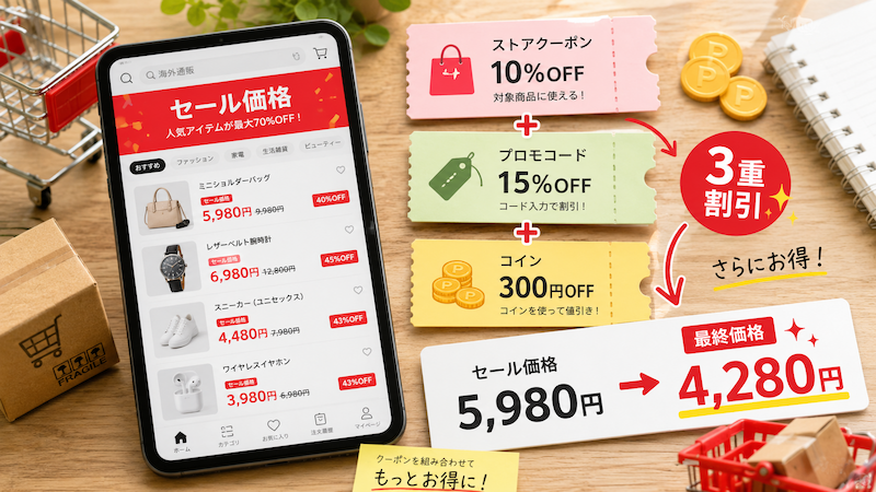 アリエクのセールで使えるクーポン重ねがけ