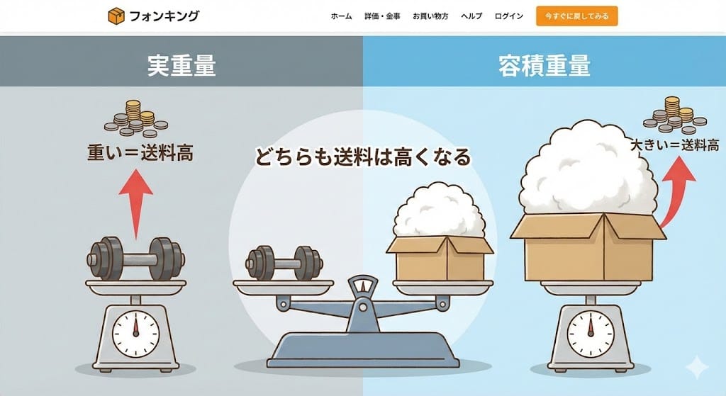 タオバオ国際送料の実重量と容積重量の違い