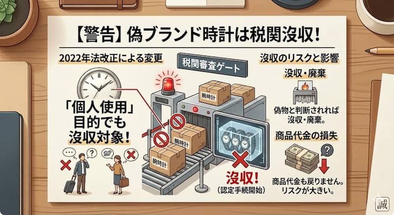 偽ブランド時計が税関で没収される最新ルールの警告