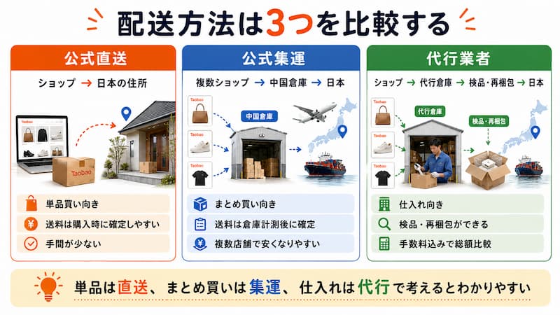 タオバオの配送方法と国際送料比較