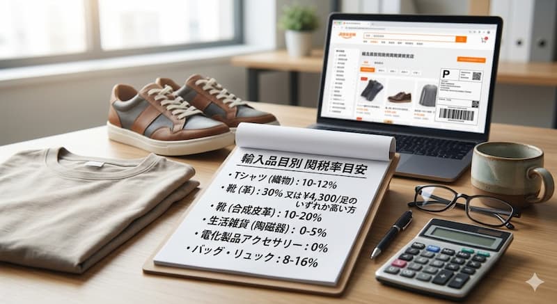 タオバオ商品の主な関税率一覧表