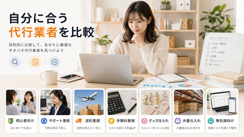 目的別にタオバオ代行業者を比較
