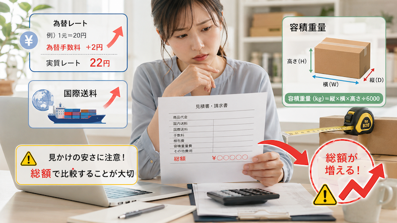 タオバオ代行の為替レート・国際送料・容積重量