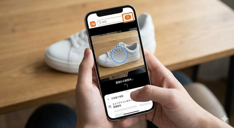 タオバオアプリのカメラアイコンを使った画像検索機能