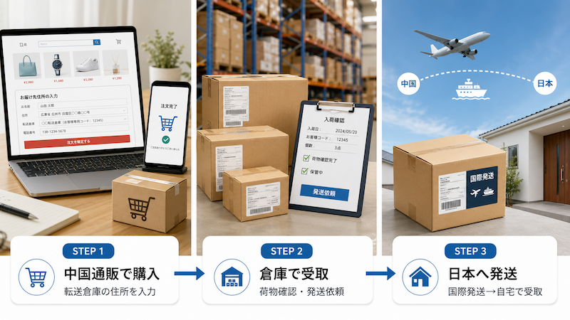 中国転送サービス利用の3ステップ