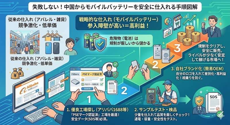 中国からモバイルバッテリーを安全に仕入れる手順