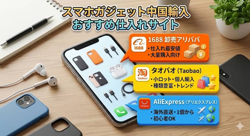 スマホガジェットの中国輸入おすすめ仕入れサイト