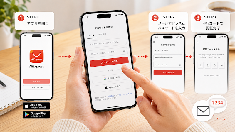 AliExpressアプリの登録手順