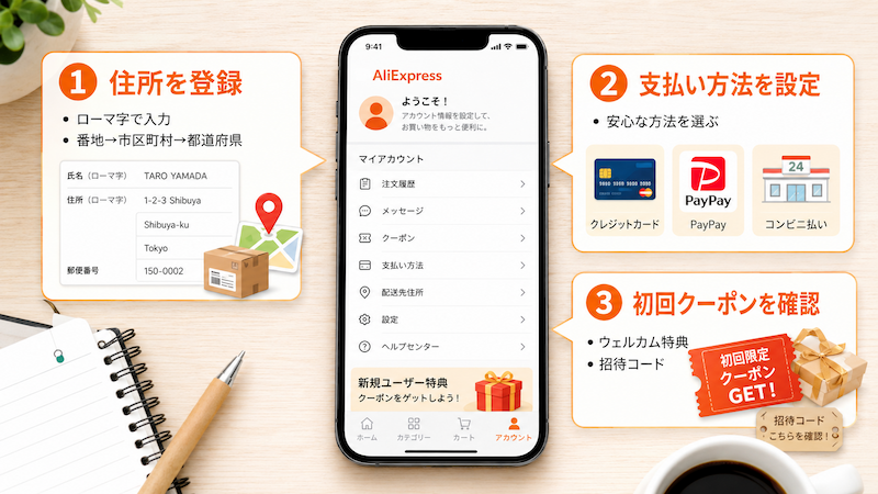 AliExpress登録後の初期設定