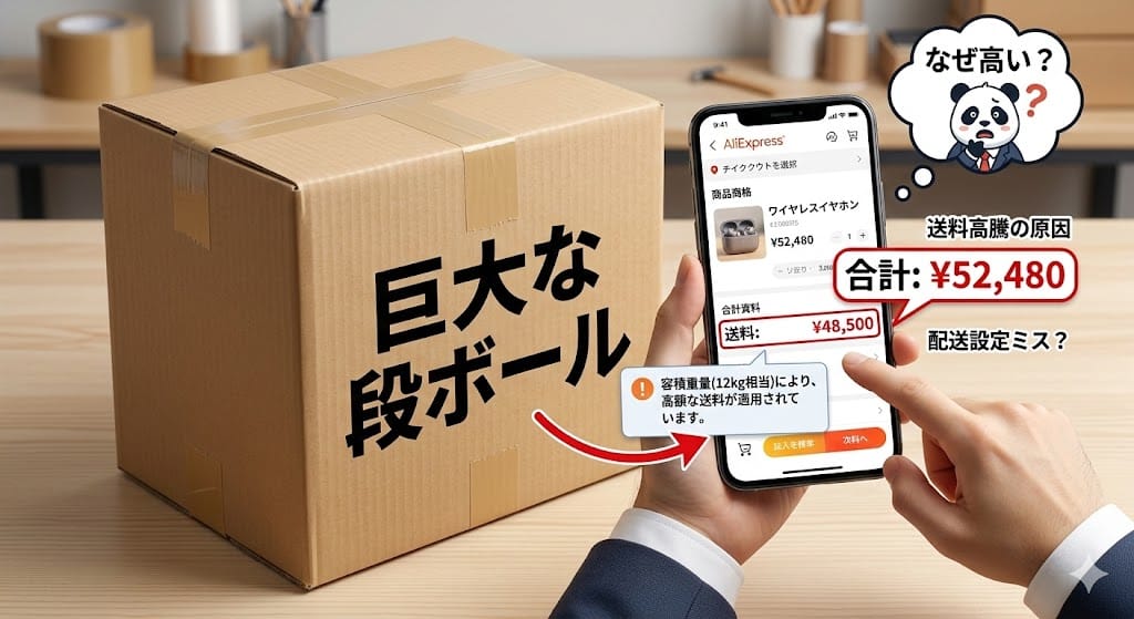 アリエクの送料が高くなる原因のイメージ