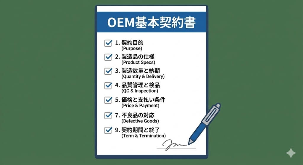 OEM基本契約書の主要項目リスト