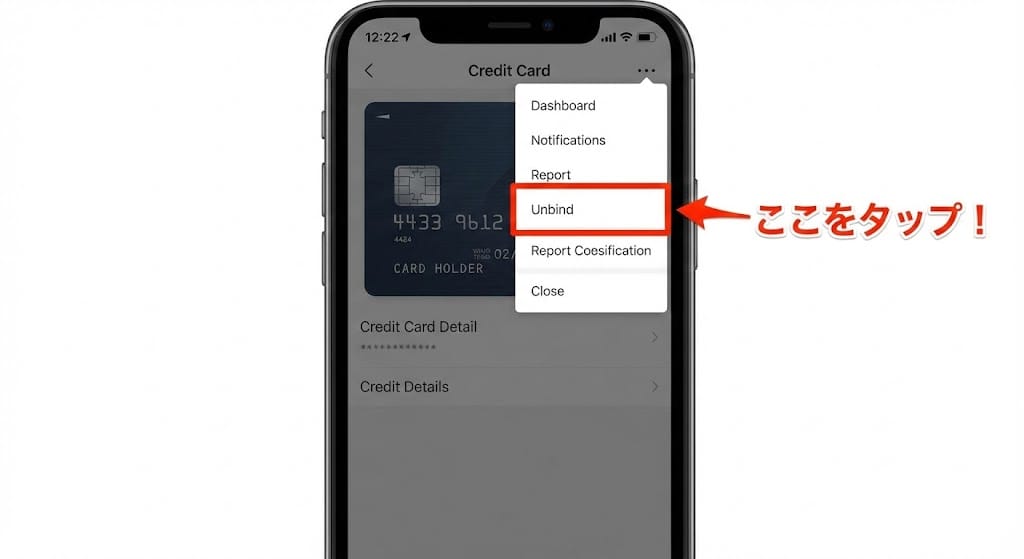 アリペイ Unbind 解除ボタン