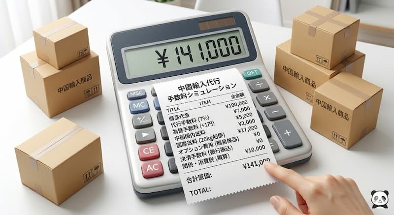 中国輸入代行の手数料計算シミュレーション例