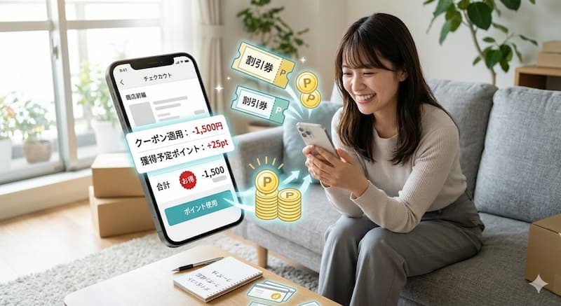 クーポンとポイ活を組み合わせてお得に買い物をする