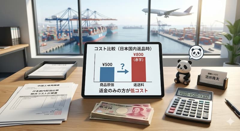 中国輸入の物流コストと返品不要になる理由