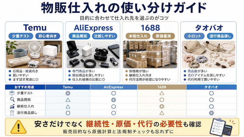物販仕入れにおけるTemuとAliExpressの使い分け