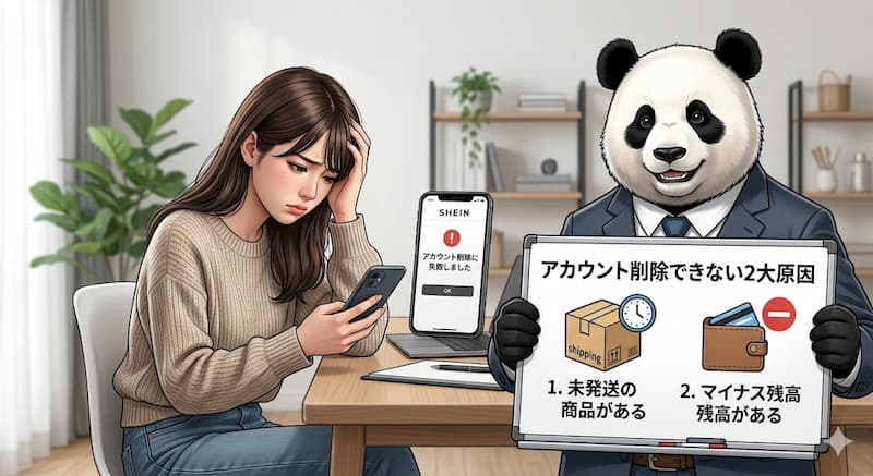 SHEINでアカウント削除できないエラー原因と対処法