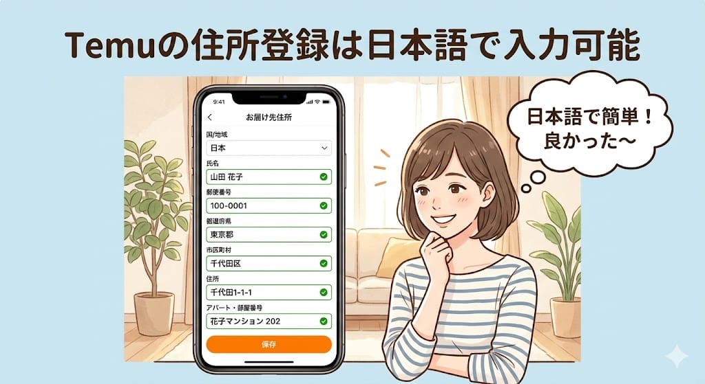 Temuの住所登録は日本語で入力可能