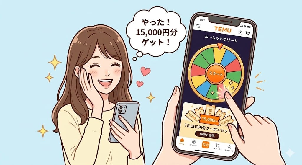 Temuの新規登録特典クーポンの受け取り方