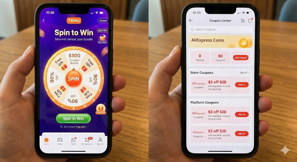 TemuとAliExpressのクーポン比較