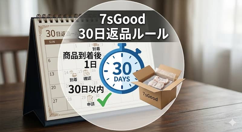 7sGoodの返品期限である商品到着後30日ルールの図解