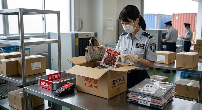 税関で没収されやすいタオバオ輸入商品の検査風景