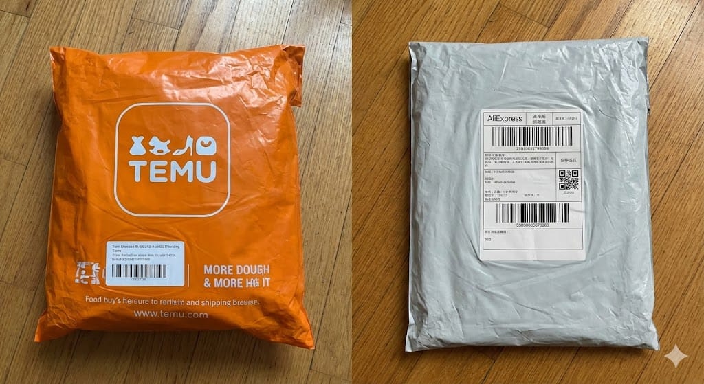 TemuとAliExpressの梱包状態