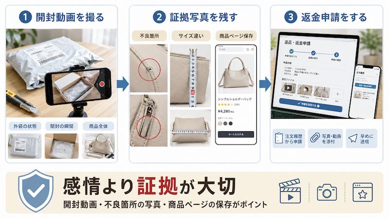 TemuとAliExpressの返品返金てに必要な証拠