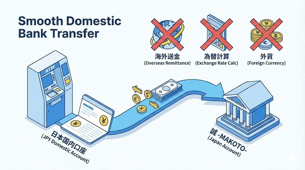 海外送金不要。日本国内口座への振込による中国決済代行