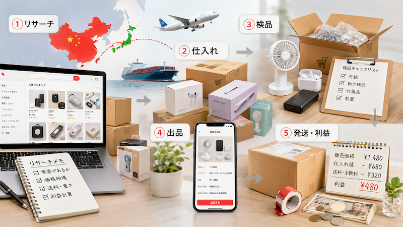 メルカリ中国輸入の手順5ステップ