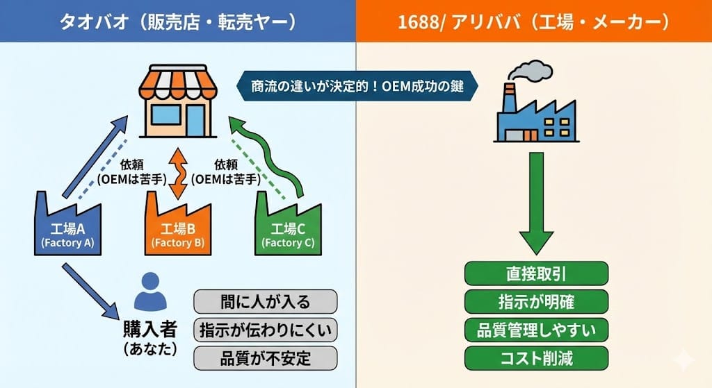 タオバオ OEM 1688 商流比較
